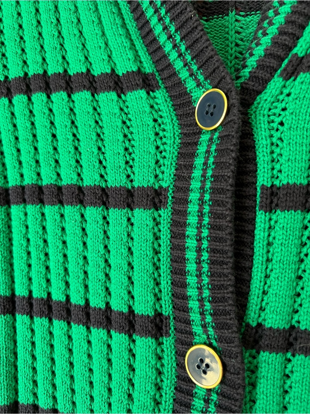 Free Assembly Green Striped Textured Stitch Cardigan Sweater - Picture 2 of 5